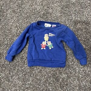 Vtg 90s Blue Baby Kiss Embroidered Teddy Bear Crewneck Sweatshirt  Sz 18 Mo Soft